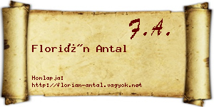 Florián Antal névjegykártya